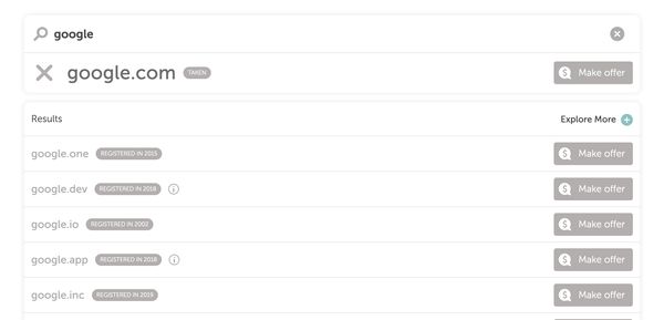 namecheap domain name search result